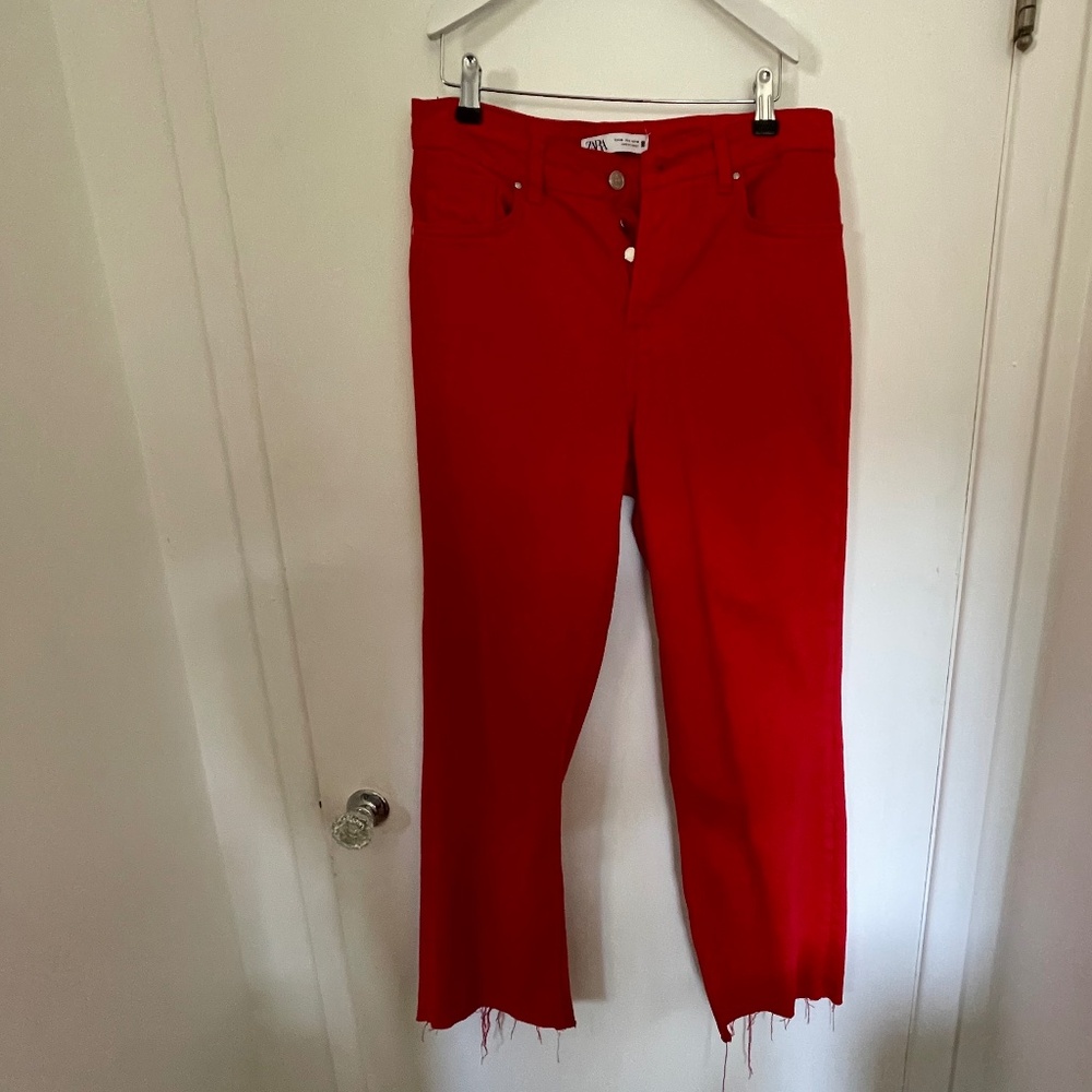 Zara straight leg red jeans